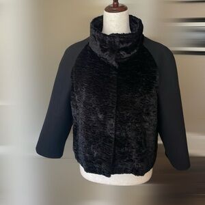 Ann Taylor Faux Fur Brasserie Jacket Black L